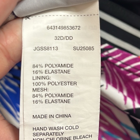 Last chance…JAG Tankini Top Swimsuit Swim Layered Underwire 32D 32DD Small S New - Picture 4 of 4